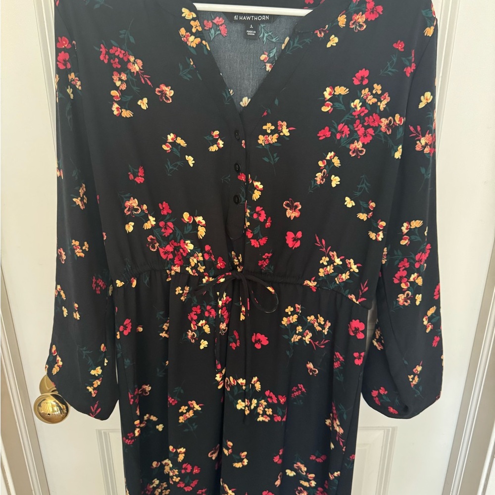 41 Hawthorn Black V-Neck Bishop Sleeve Sundress